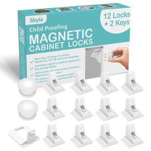 Skyla Homes Magnetic Cabinet Locks (12-Pack 2 Keys) Baby Proofing & Child Safety The Safest, Quickest and Easiest Multi-Purpose 3M Adhesive Child Pro