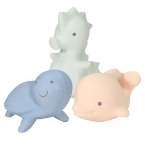 Marshmallow Collection Ocean Soft Natural Organic Rubber Teethers, Rattles & Bath Toys