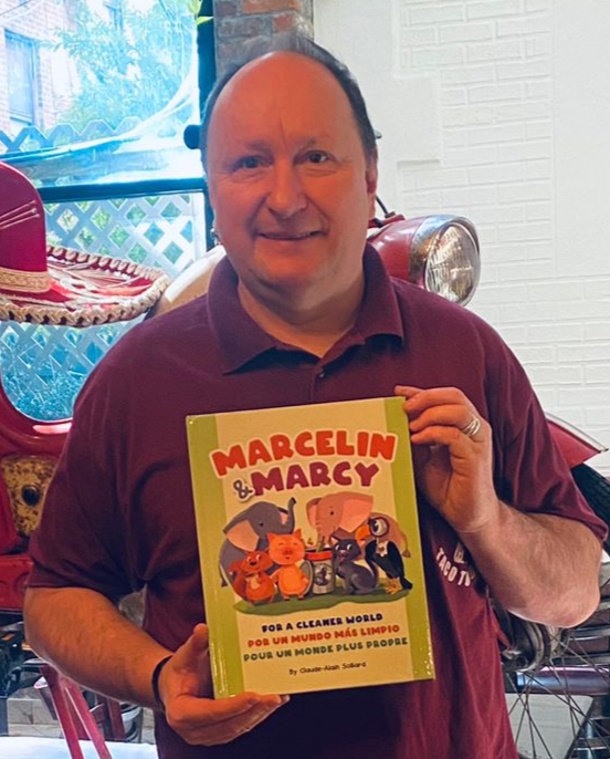 Claude-Alain Solliard and his award-winning "Marcelin and Marcy: Two Elephants For A Cleaner World."